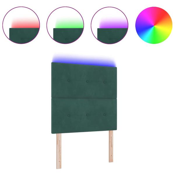 LED Kopfteil Dunkelgrün 90 cm Samt