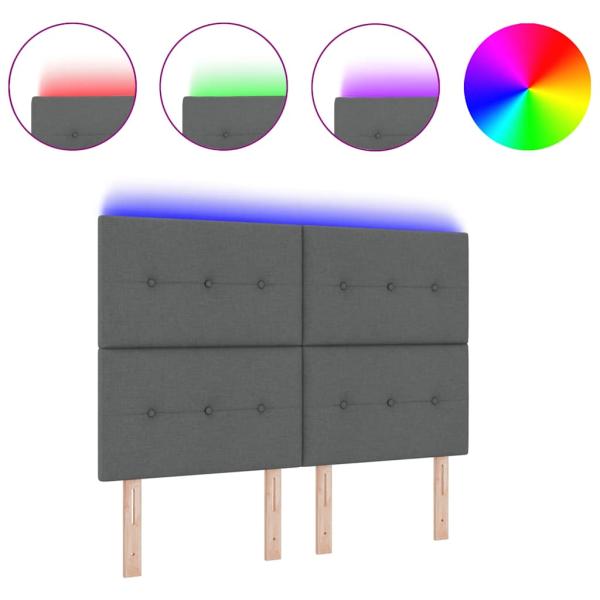 LED Kopfteil Dunkelgrau 80 cm Stoff