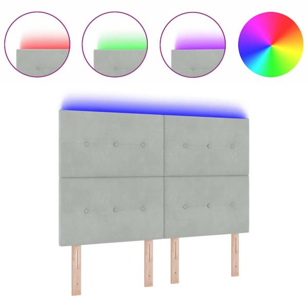 LED Kopfteil Hellgrau 80 cm Samt