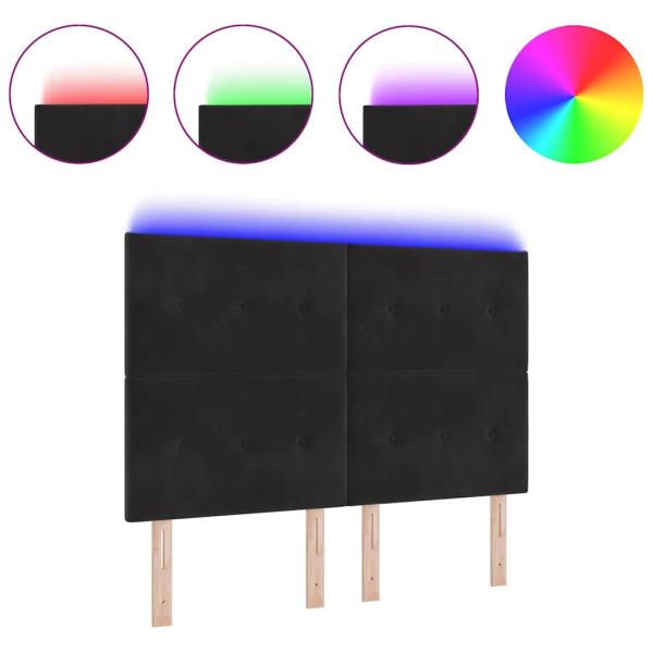 LED Kopfteil Schwarz 80 cm Samt