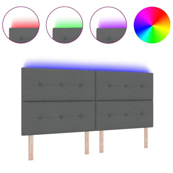 LED Kopfteil Dunkelgrau 100 cm Stoff
