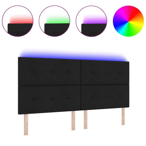 LED Kopfteil Schwarz 100 cm Stoff