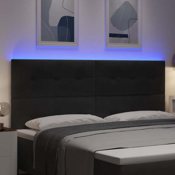 LED Kopfteil Schwarz 100 cm Samt