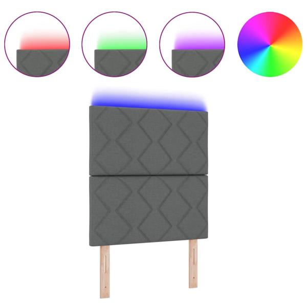LED Kopfteil Rautenmuster Dunkelgrau 80 cm Stoff