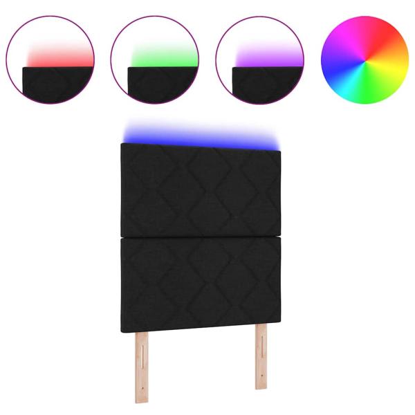 LED Kopfteil Rautenmuster Schwarz 80 cm Stoff