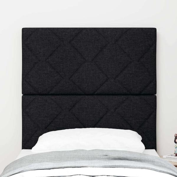 LED Kopfteil Rautenmuster Schwarz 80 cm Stoff