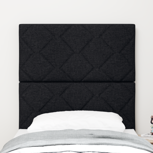 LED Kopfteil Rautenmuster Schwarz 80 cm Stoff