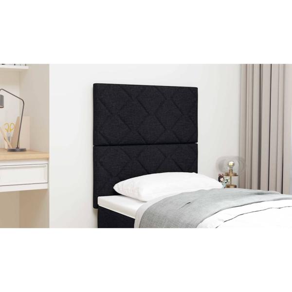 LED Kopfteil Rautenmuster Schwarz 80 cm Stoff