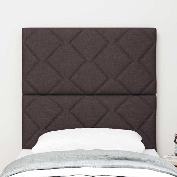 LED Kopfteil Rautenmuster Dunkelbraun 80 cm Stoff