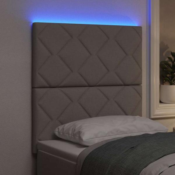 LED Kopfteil Rautenmuster Taupe 80 cm Stoff
