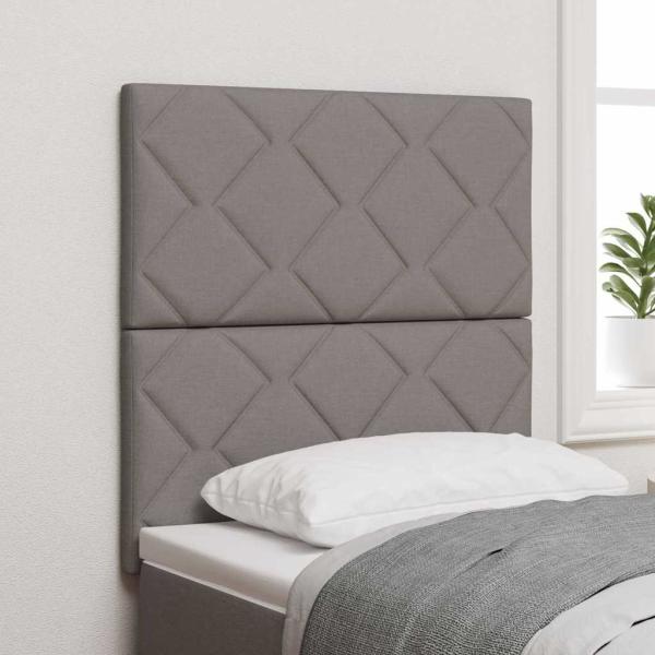 LED Kopfteil Rautenmuster Taupe 80 cm Stoff