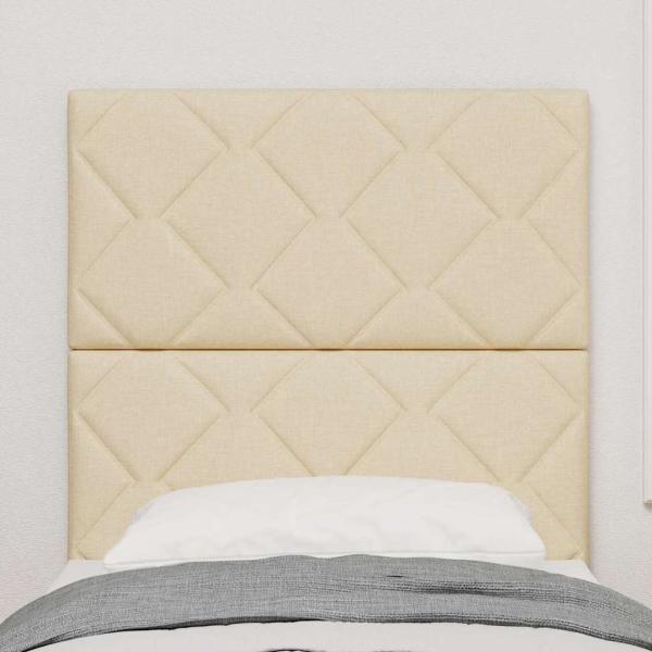 LED Kopfteil Rautenmuster Creme 80 cm Stoff