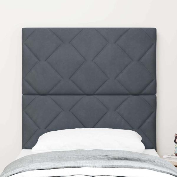LED Kopfteil Diamantblock Design Dunkelgrau 80 cm Samt