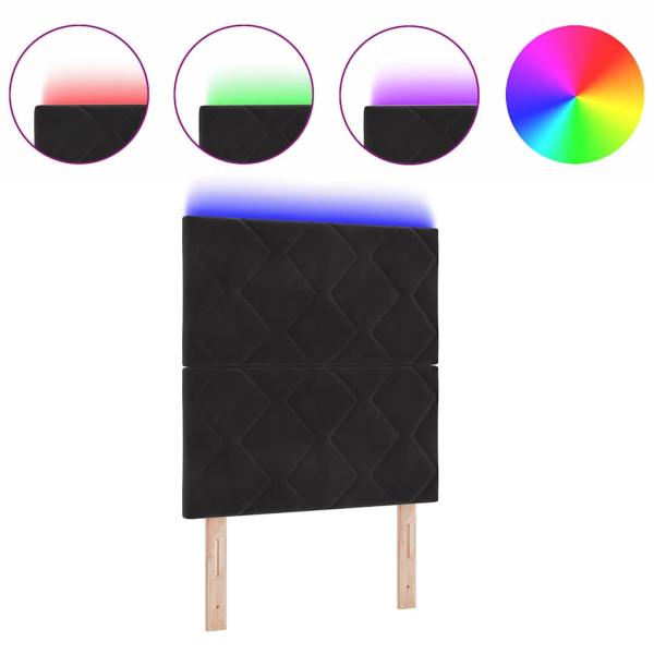 LED Kopfteil Diamantblock Design Schwarz 80 cm Samt