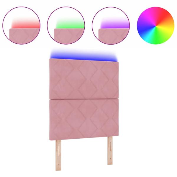 LED Kopfteil Diamantblock Design Rosa 80 cm Velours
