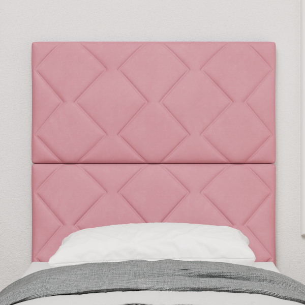 LED Kopfteil Diamantblock Design Rosa 80 cm Velours