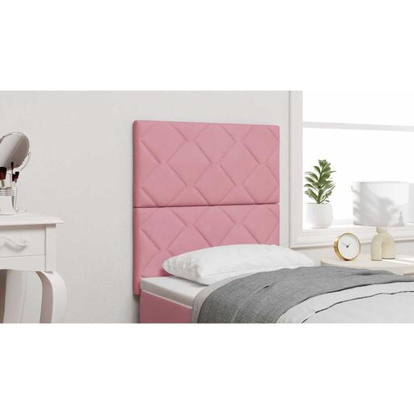 LED Kopfteil Diamantblock Design Rosa 80 cm Velours