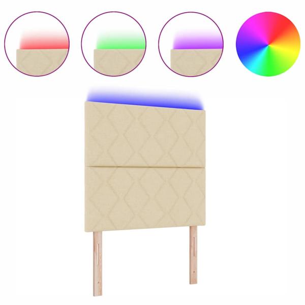 LED Kopfteil Rautenmuster Creme 90 cm Stoff