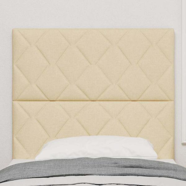 LED Kopfteil Rautenmuster Creme 90 cm Stoff