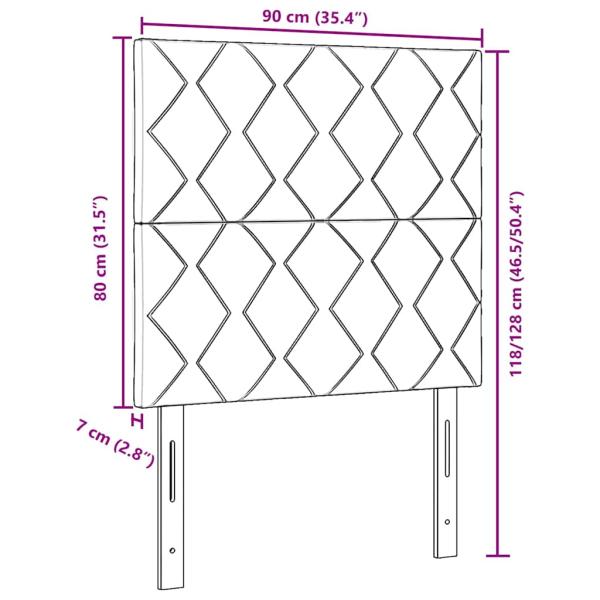 LED Kopfteil Rautenmuster Creme 90 cm Stoff