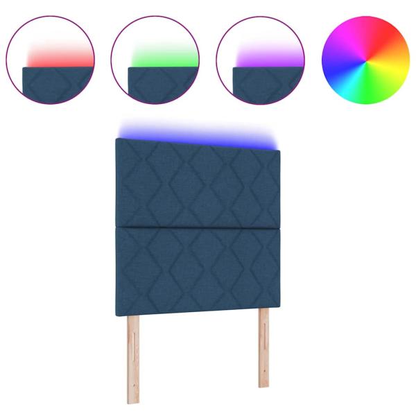 LED Kopfteil Rautenmuster Blau 90 cm Stoff