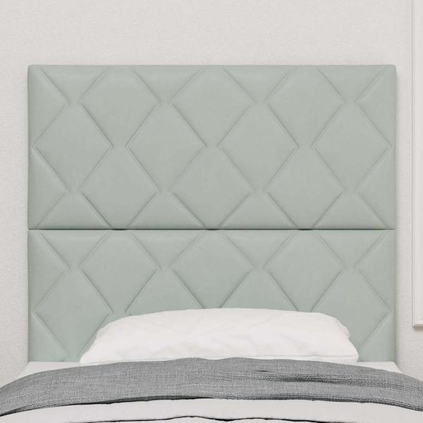 LED Kopfteil mit Diamantblockdesign, Hellgrau, 90 cm Samt