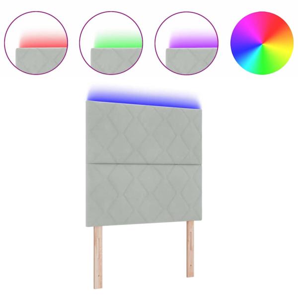 LED Kopfteil mit Diamantblockdesign, Hellgrau, 90 cm Samt