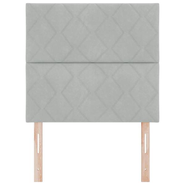 LED Kopfteil mit Diamantblockdesign, Hellgrau, 90 cm Samt