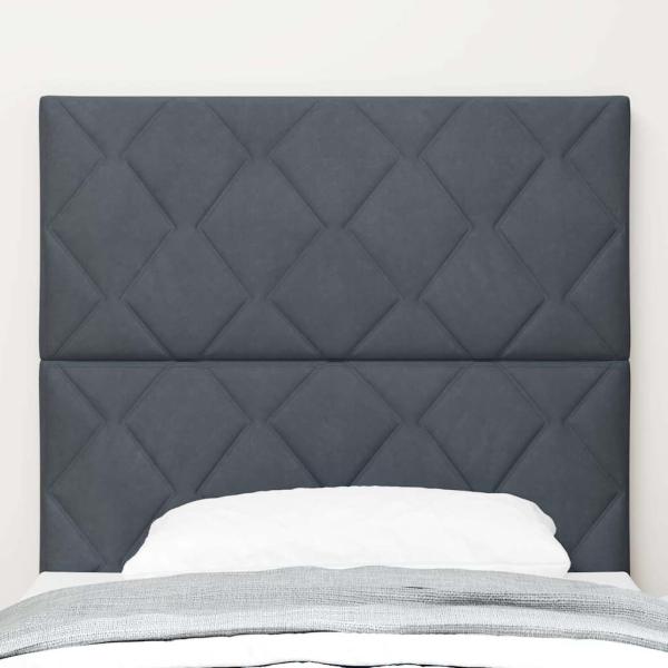 LED Kopfteil Diamantblocks Design Dunkelgrau 90 cm Samt