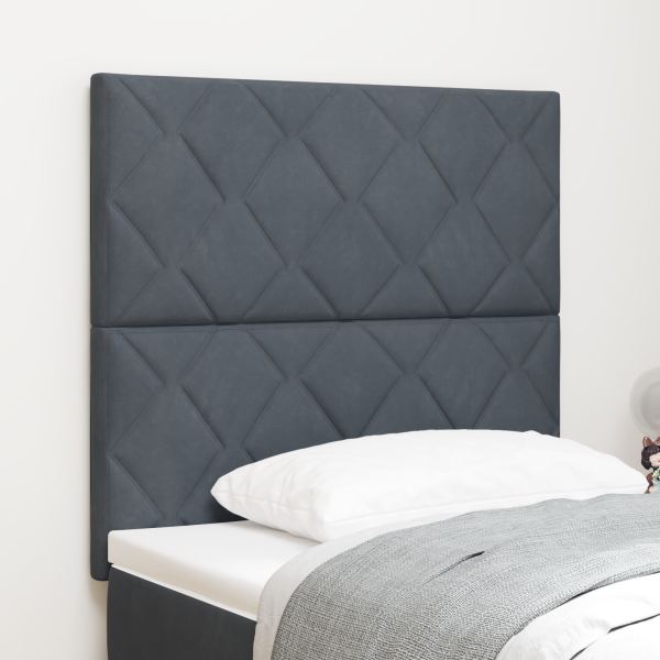 LED Kopfteil Diamantblocks Design Dunkelgrau 90 cm Samt