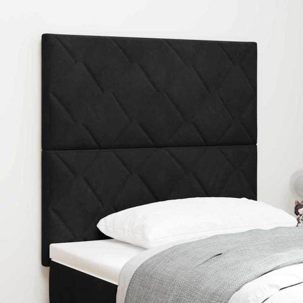 ARDEBO.de - LED Kopfteil Diamantblock Design Schwarz 90 cm Samt