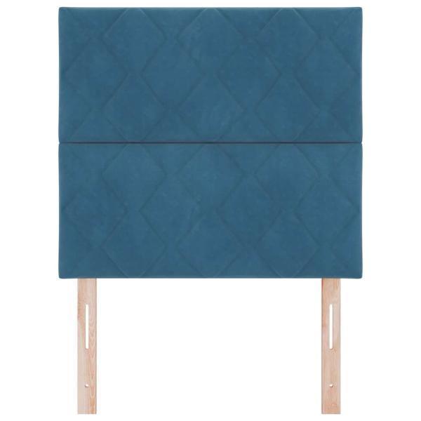 LED Kopfteil Diamantblöcke Design Dunkelblau 90 cm Samt