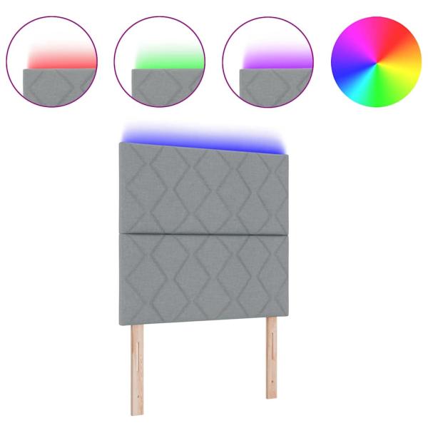 LED Kopfteil Rautenmuster Hellgrau 100 cm Stoff