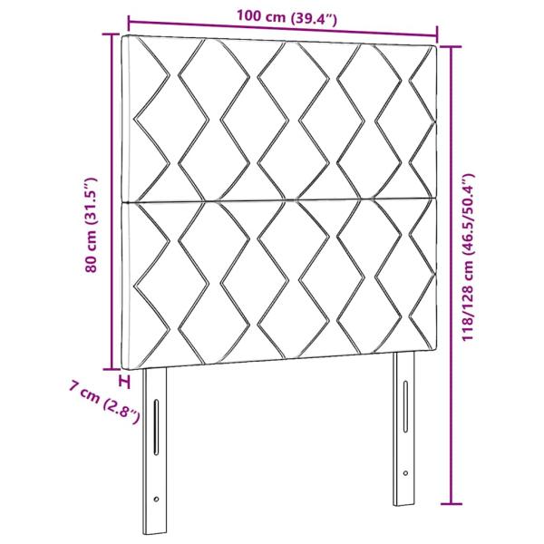 LED Kopfteil Rautenmuster Schwarz 100 cm Stoff