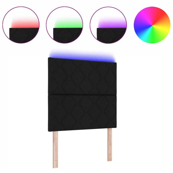 LED Kopfteil Rautenmuster Schwarz 100 cm Stoff