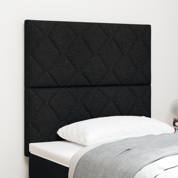 LED Kopfteil Schwarz 100 cm Stoff