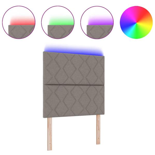 LED Kopfteil Rautenmuster Taupe 100 cm Stoff