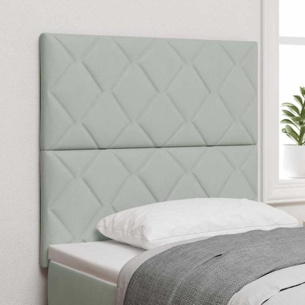 ARDEBO.de - LED Kopfteil Diamantblock Design Hellgrau 100 cm Samt