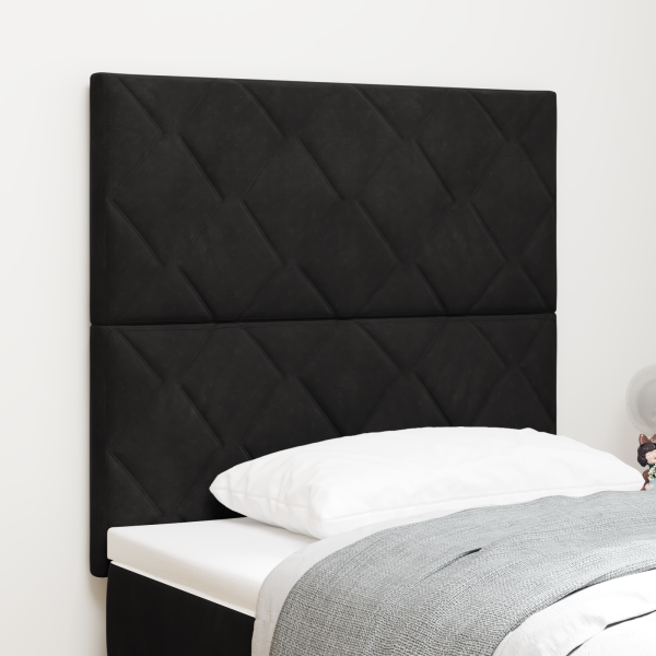 LED Kopfteil Diamantblock Design Schwarz 100 cm Samt