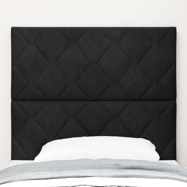 LED Kopfteil Diamantblock Design Schwarz 100 cm Samt