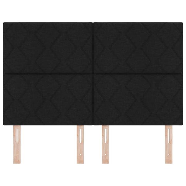 LED Kopfteil Rautenmuster Schwarz 144 cm Stoff