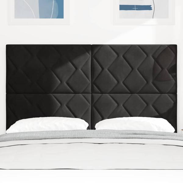 LED Kopfteil Diamantblock Design Schwarz 144 cm Samt