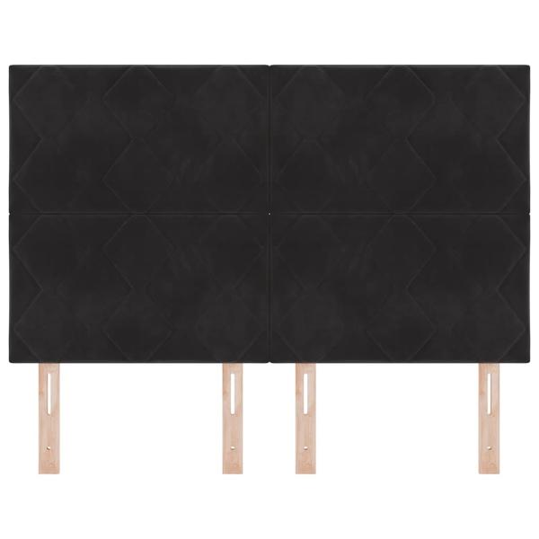 LED Kopfteil Diamantblock Design Schwarz 144 cm Samt