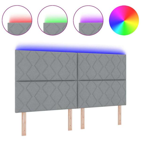LED Kopfteil Rautenmuster Hellgrau 180 cm Stoff