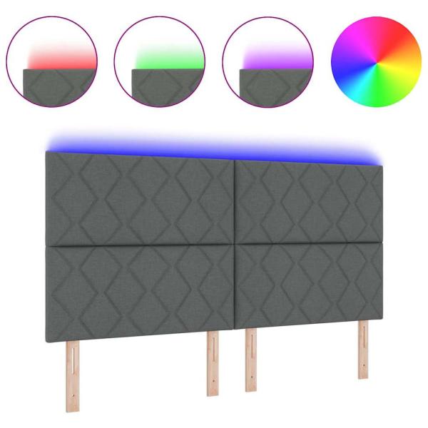 LED Kopfteil Rautenmuster Dunkelgrau 180 cm Stoff