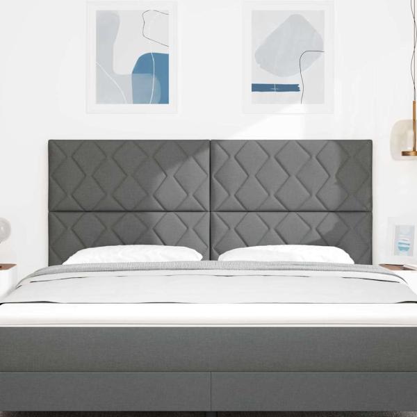 LED Kopfteil Rautenmuster Dunkelgrau 180 cm Stoff