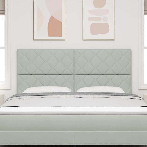 LED Kopfteil Diamantblocks Design Hellgrau 180 cm Samt