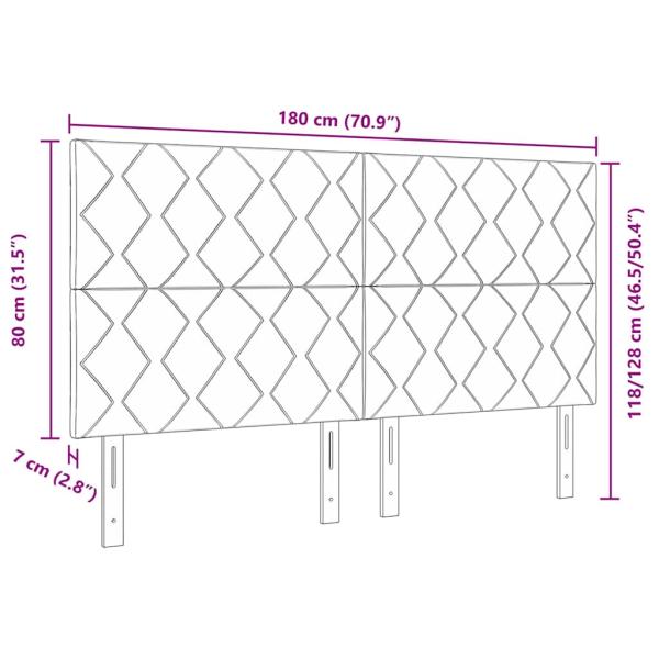 LED Kopfteil Diamantblocks Design Hellgrau 180 cm Samt