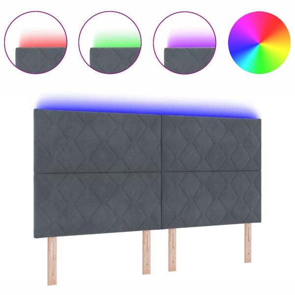 LED-Kopfteil Diamantblockdesign Dunkelgrau 180 cm Velvet