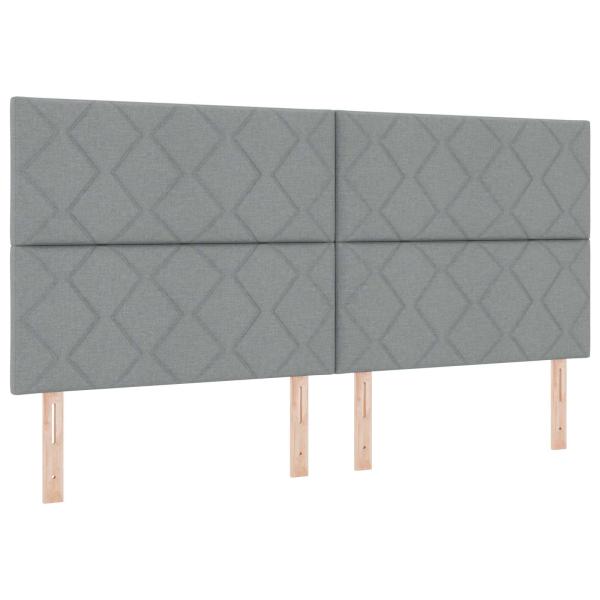 LED Kopfteil Rautenmuster Hellgrau 200 cm Stoff